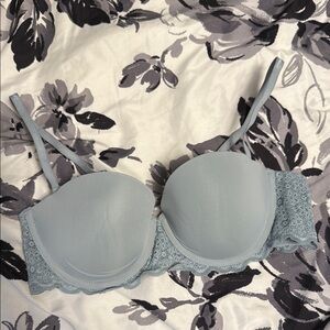 Aerie Blue Lace Trim T-Shirt Bra